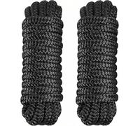 Dock Lines 2 Pack 3/8" x 15' Nylon Boat Dock Lines with 12" Eyelet, Double Braided Boat Rope, Marine-Grade Dock Lines for Boats, Easy to Use Boat Ropes for Docking, Black Boat Lines, PACTHSD