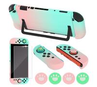 Dockable Case for Nintendo Switch 2 2025,Protective Hard Case Cover for Switch 2 Joy Con,Anti-Scratch and Shock-Absorption Design Cover Skin with Screen Protector and 4Pcs Thumb grips (Pink-Green)