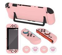Dockable Case for Nintendo Switch 2 2025,Protective Hard Case Cover for Switch 2 Joy Con,Anti-Scratch and Shock-Absorption Design Cover Skin with Screen Protector and 4Pcs Thumb grips (Pink)