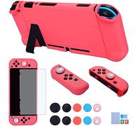 Dockable Case for Nintendo Switch - COMCOOL 3 in 1 Protective Cover Case for Nintendo Switch and Joy-Con Controller with Screen Protector and Thumb Grips - Red