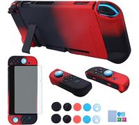 Dockable Case for Nintendo Switch - COMCOOL 3 in 1 Protective Cover Case for Nintendo Switch and Joy-Con Controller with Screen Protector - Red Black