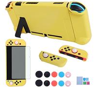 Dockable Case for Nintendo Switch - COMCOOL 3 in 1 Protective Cover Case for Nintendo Switch and Joy-Con Controller with Screen Protector and Thumb Grips - Yellow