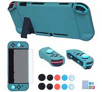 Dockable Case for Nintendo Switch - COMCOOL 3 in 1 Protective Cover Case for Nintendo Switch and Joy-Con Controller with Screen Protector and Thumb Grips - Midnight Green