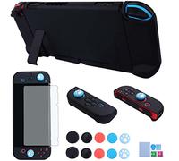 Dockable Case for Nintendo Switch - COMCOOL 3 in 1 Protective Cover Case for Nintendo Switch and Joy-Con Controller with Screen Protector and Thumb Grips - Black