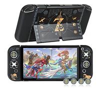 Dockable Protective Case Compatible with Switch OLED 2021, Hard Shell Case Cover for Switch OLED 7 Inch and Joy-Con Controllers with 4 Thumb Grips,Zelda Switch OLED Carrying Case (Zelda)