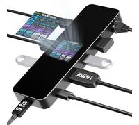 DOCKCASE 8-in-1 Smart USB-C Hub with Cooling Fan, 4K@60Hz HDMI, 100W PD 3.0, Gigabit Ethernet, 2 USB-A 3.2, 2 USB-A 2.0, 1 USB-C 3.2, Compatible with MacBook Pro/Air, iPad Pro, Dell XPS