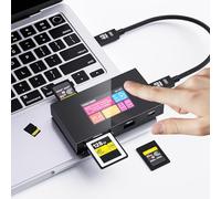 DOCKCASE Smart 8-in-1 Card Reader with Touch Screen, CF express Type B/Type A, UHS-II SD and microSD Slots, 4K 120Hz HDMI, USB-C and USB-A 10Gbps, PD 3.0 100W for Filmmakers,Photographers and Creators