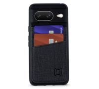 Dockem Card Case for Google Pixel 8 with 2 Credit Card Holder Slots, TPU Shell with Stitched-on Canvas Style Synthetic Leather Wallet: Luxe N2T [Black]