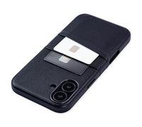 Dockem Card Case for iPhone 16 Plus with Built-in Metal Plate for Magnetic Mounting & Wallet with 2 Holder Slots: M2 Exec Premium Synthetic Leather (Black)