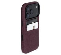 Dockem Card Case for iPhone 17 Pro with Magnetic Mounting Plate, Camera Control Button, Wallet with 2 Holder Slots: M2 Luxe Canvas-Style Synthetic Leather (Burgundy)