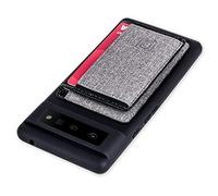 Dockem Flip Wallet Case for Pixel 6 with Removable Minimalist Flap Wallet for 4-5 Cards & Metal Plate for Magnetic Mounting: Liquid Silicone Shell [Black/Grey]