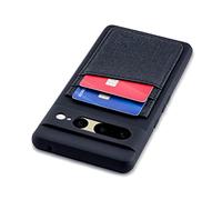 Dockem Liquid Silicone Card Case For Google Pixel 7 Pro: Synthetic Leather Stitched-on Wallet with 2 Credit Card Holder Slots: Luxe N2T (Black)