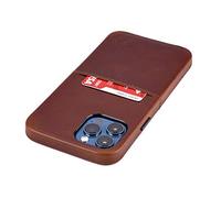 Dockem Virtuosa M1 Card Case for iPhone 12 Pro Max: Built-in Metal Plate, Designed for Magnetic Mounting: Ultra Slim Top Grain Genuine Leather Wallet Case: M-Series - (Brown Virtuosa)