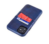 Dockem Wallet Case for iPhone 11: Built-in Metal Plate for Magnetic Mounting & 2 Credit Card Holders (6.1" Exec M2, Synthetic Leather, Navy Blue)