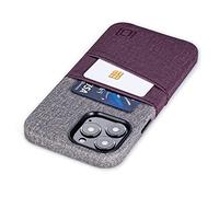 Dockem Wallet Case for iPhone 13 Pro Max with Built-in Metal Plate for Magnetic Mounting & 2 Credit Card Holder Pockets: Luxe M2, Canvas Style Synthetic Leather (6.7" iPhone 13 Pro Max, Maroon/Grey)