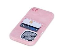 Dockem Wallet Case for iPhone 13 Pro with Built-in Metal Plate for Magnetic Mounting & 2 Credit Card Holder Pockets: Exec M2, Premium Synthetic Leather (6.1" iPhone 13 Pro, Pink)