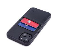Dockem Wallet Case for iPhone 13 with Built-in Metal Plate for Magnetic Mounting & 2 Credit Card Holder Pockets: Exec M2, Premium Synthetic Leather (6.1" iPhone 13, Black)