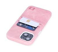 Dockem Wallet Case for iPhone 13 with Built-in Metal Plate for Magnetic Mounting & 2 Credit Card Holder Pockets: Exec M2, Premium Synthetic Leather (6.1" iPhone 13, Pink)