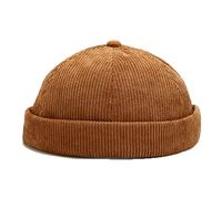 Docker Hats for Men Women Brimless Cap Skullcap Beanie Worker Sailor Cap Rolled Cuff Retro Miki Hat with Adjustable Khaki