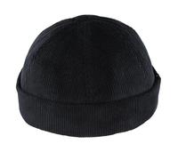 Docker Hats in Black & Brown Corduroy - Rolled Cuff Retro Brimless Caps, Vintage Style Corduroy Docker Hats (UK, Alpha, One Size, Adjuctable Size, Black)