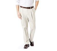 DOCKERS Men's Classic Fit Signature Khaki Lux Cotton Stretch Pants-Pleated (Regular and Big & Tall) Casual, Cloud, 40W x 34L