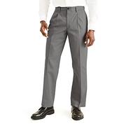 DOCKERS Men's Classic Fit Signature Khaki Lux Cotton Stretch Pants-Pleated (Regular and Big & Tall) Casual, Burma Grey, 36W x 30L
