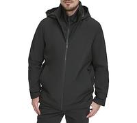 DOCKERS Men's Dwight Soft Shell Bib Jacket, Black Hooded, L