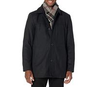 Dockers Men's Weston Wool Blend Coat (Regular and Big & Tall), Black/Light Grey Scarf, L