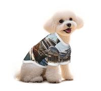 Docking at The Port of The Giant Ship Dog T-Shirt Clothes Apparel Puppy Vest Pet and Elastic Tank Top Clothing, Dogs Cats Pullovers Cute Breathable Soft Small