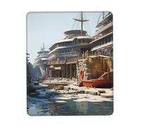 Docking at the port of the giant ship pattern Custom Designed Mouse Pad with Wrist Rest - Unique Personalized Gaming and Office Desk Mat for Enhanced Comfort and Style