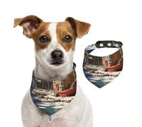 Docking at The Port of The Giant Ship Pet Scarf Dog Bandanas Spring Summer Soft Cotton Puppy Scarfs Adjustable Accessories for Small Medium Large Girl Boy Pup Large