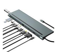 Docking Station,12 in 1 USB-C Hub,USB Type C to 4K 30Hz DP+HDMI+VGA,100W PD,4 USB3.0,SD/TF Reader,Ethernet RJ45,3.5mm Audio for HP/MacBook/Dell/Lenovo Laptops,Support Extend and Mirror Mode