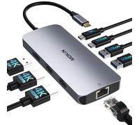 Docking Station for 3 Monitors, 8 in 1 USB C Docking Station Dual HDMI, Triple 4K Display with 2 HDMI and 1 Displayport, 1 Gbps Ethernet, 100W PD Charging, 3 USB 3.0 Ports for HP, Lenovo (Grey)