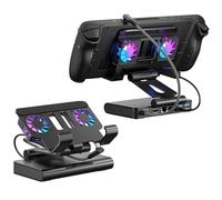 Docking Station for ROG Ally X/Steam Deck/MSI Claw/Legion Go Cooling Dock with Dual Fans, 4K 144Hz HDMI 2.1 100W PD USB 3.2 Gigabit Ethernet Adjustable Stand (RGB Light)