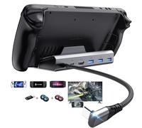 Docking Station for Steam Deck ROG Ally, 5 in 1 Stream Deck Dock with HDMI 2.0 4K@60Hz, 3 USB-A 3.0 and 100W Full Speed Charging USB-C Port Compatible with Valve Steam Deck