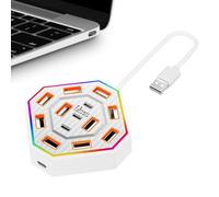 Docking Station - Port USB Hub, RGB Hub with Fast Data Transfer, Multi-Device Charging Station with LED Lighting, Electronics Accessory for Professionals College Students Adults