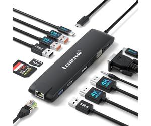 Docking Station USB C/A 10 Gbps 3*Display 13 in 1, 2025 Upgrade Lemorele USB Hub 2 x 4K HDMI, Gigabit Ethernet, 4 x USB 3.0/2.0, VGA, Type-C 3.1, PD 100W, Audio, SD/TF for Windows, MacBook