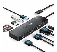 Docking Station USB C Hub 3*Display- 10 in 1, Lemorele USB C Dock 2*HDMI Adapter 4K, 3 USB 3.0/2.0, VGA, PD 100W, Audio, SD/TF, for HP Laptops, ThinkPad, MacBook, Surface