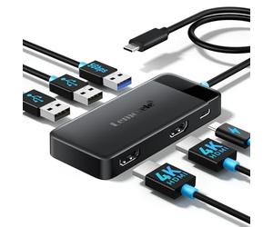 Docking Station USB C Hub 3 x Display 6 in 1, 2024 Upgrade Lemorele USB C Dock 2 x HDMI Adapter 4K, 3 USB 3.0/2.0, PD 100 W for Windows, MacBook, Dell, HP, Lenovo, Surface