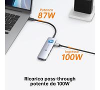 NOVOO USB C Hub 5 in 1 USB C to HDMI Adapter 4K 60Hz, USB 3.0 x 3, Type C PD 100W Recharge, Type C Dock for Macbook Air Pro