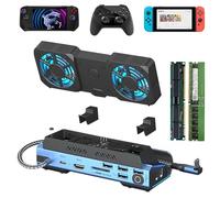 Docking Stations with M.2 NVMe Enclosure 100W Fast Charging 4K@60Hz USB Hub 1000Mbps SD/TF Card Reader for steam Deck Dock/rog Ally Dock/Xbox PS5 Laptop Phone16 Switch Legion go Dock with Fan 10 in 1