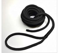 Dockline Double Braid Polyester Marine boat Mooring rope Spliced Dock Line Warps READY TO USE (Black, 16mm 15mt)