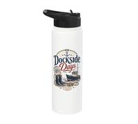 Dockside Days Sardines Sailorcore Fishermencore Stainless Steel Insulated Water Bottle