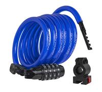 DocksLocks Security Cable Lock Set (4' or 6') Coiled, Keyless Resettable Combination, Mounting Bracket, Portable and Compact for Bikes, Scooters 6ft