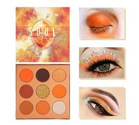 Docolor 9 Colours Orange Eyeshadow Palette Shadow Palette Highly Pigmented Mattes Shimmers Nature Smokey Glitter Cream Colorful Powder Waterproof Makeup Palette-Space