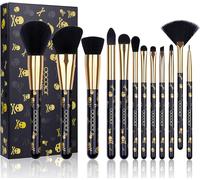 Docolor Makeup Brush Set 12Pcs Skull-Print Makeup Brushes Premium Synthetic Powd