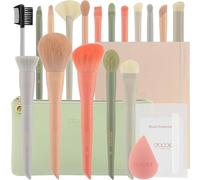Docolor Makeup Brushes 17+2 Pcs with Makeup Bag and Makeup Sponge and Brush Protector Morandi Makeup Brush Set