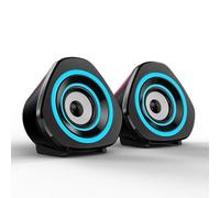 Docooler Home Speaker Set Desktop PC Computer Speakers 3.5mm Wired Laptop Speakers USB Powered Sound Box with Blue Atmospheric Lights