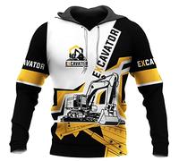 Docorou Excavator 3D All Over Printed Men Zip Jacket Unisex Casual Sweatshirts Autumn Winter Fashion Hoodie Gray