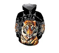 Docorou Tiger 3D Print Tattoo Hoodie Pullover Sweatshirt Man Women Harajuku Outwear Casual Unisex Zip Jacket Tracksuit Coat